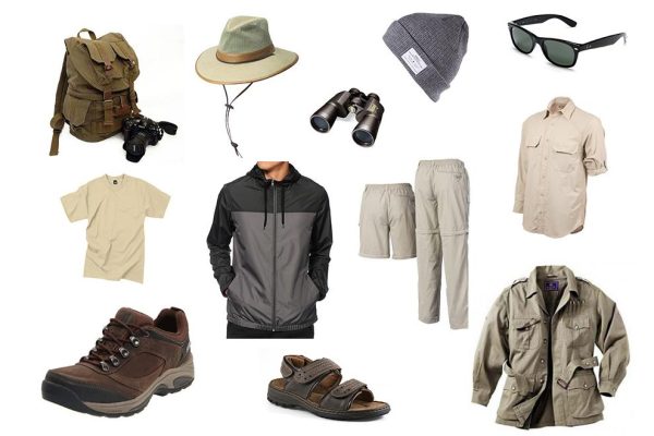 A backpack on a safari jeep or laid-out safari gear