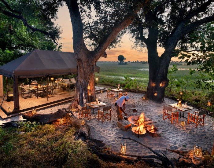 Botswana-Nxabega-Under-Canvas-main-guest-area-boma-dining-chef-